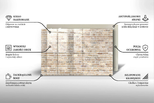 Skleněná deska za sporák Světlá cihlová zeď