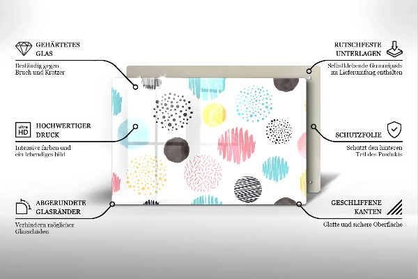 Skleněná deska za sporák Malované tvary