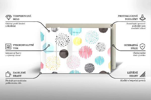 Skleněná deska za sporák Malované tvary