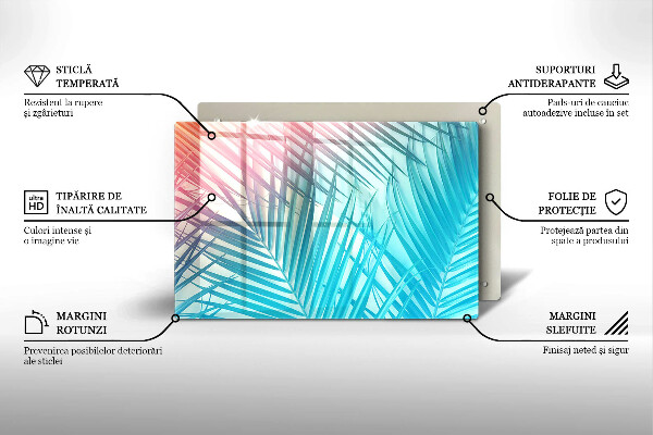 Skleněná deska za sporák Pastelové listy