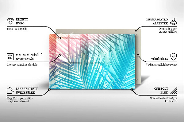 Skleněná deska za sporák Pastelové listy
