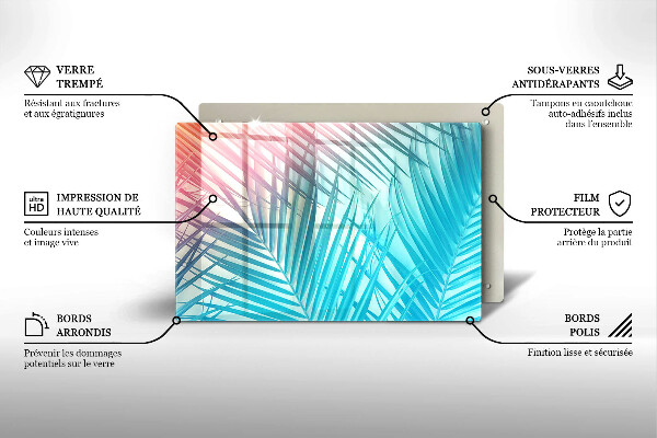 Skleněná deska za sporák Pastelové listy