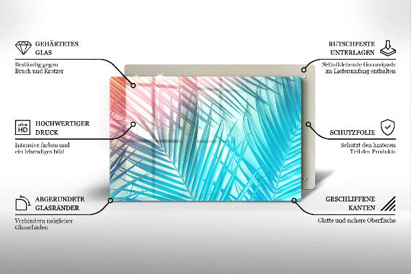Skleněná deska za sporák Pastelové listy