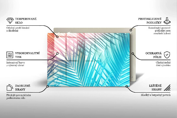 Skleněná deska za sporák Pastelové listy