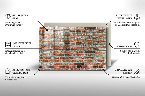 Skleněná deska za sporák Stará cihlová zeď