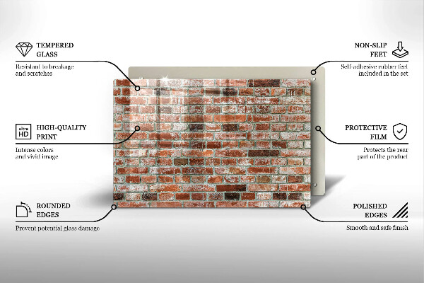 Skleněná deska za sporák Stará cihlová zeď
