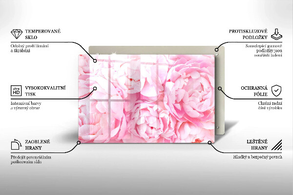 Skleněná deska za sporák Jemné pivoňky