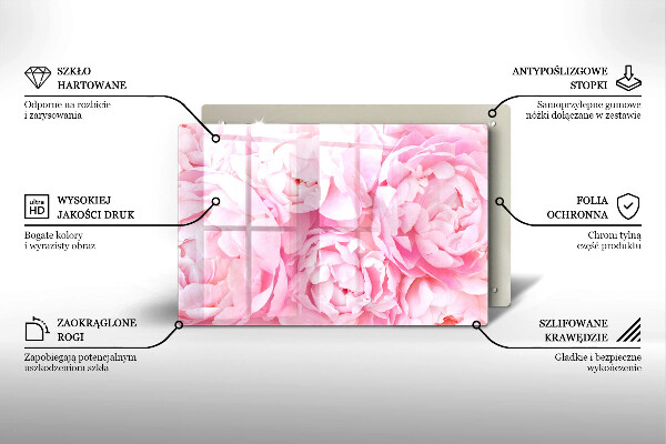 Skleněná deska za sporák Jemné pivoňky