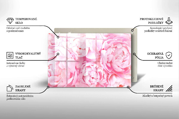 Skleněná deska za sporák Jemné pivoňky