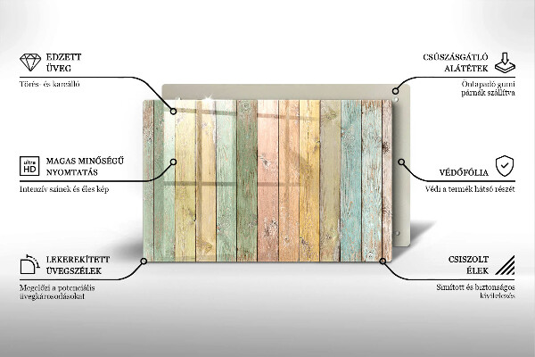 Skleněná deska za sporák Barevné vintage desky