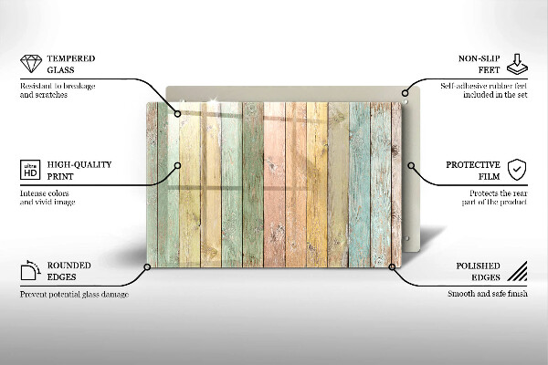 Skleněná deska za sporák Barevné vintage desky