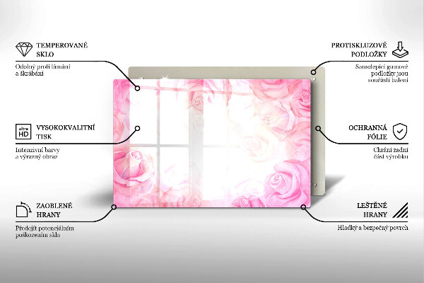 Skleněná deska za sporák Jemné pozadí růže