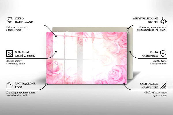 Skleněná deska za sporák Jemné pozadí růže