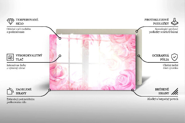 Skleněná deska za sporák Jemné pozadí růže
