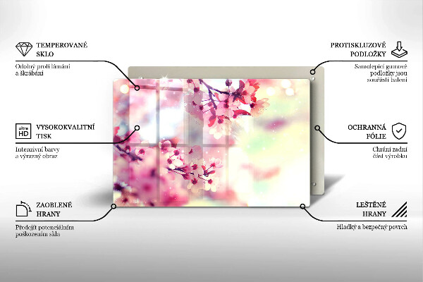 Skleněná deska za sporák Příroda jabloňové květy