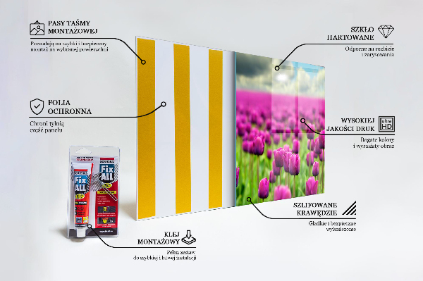 Skleněný panel Pole růžové tulipány louka