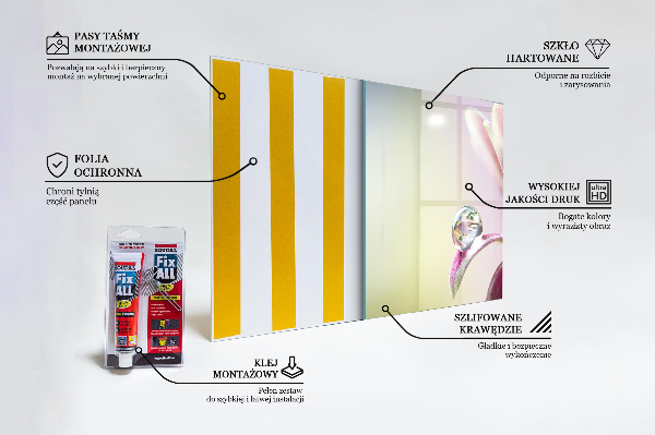 Skleněný panel Květina s kapkou rosy ráno