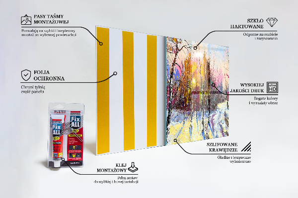Skleněný panel Akrylová malba winter park