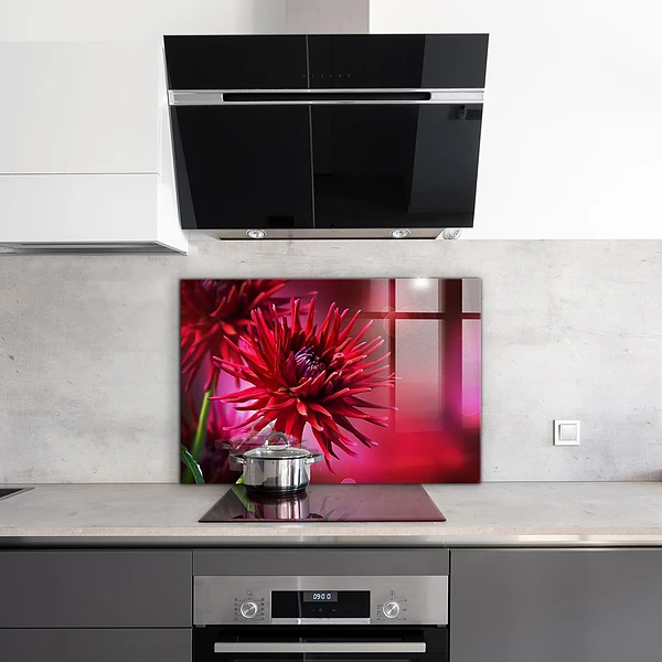 Skleněný panel Červený květ dahlia