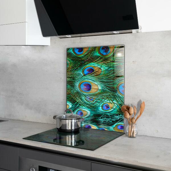 Skleněné obklady do kuchyně Paví peří krásná příroda