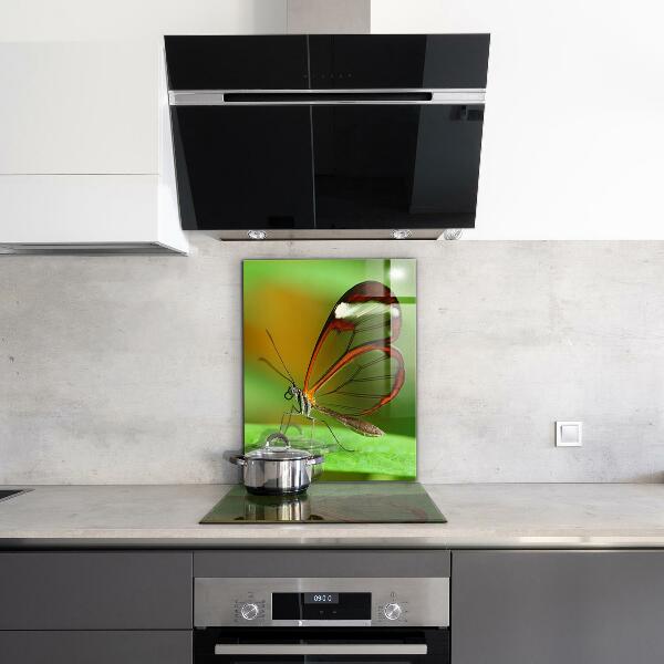 Skleněný panel Motýl na listu