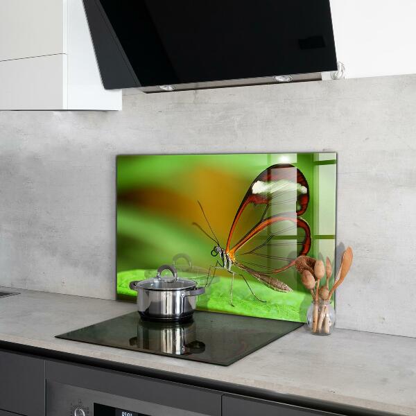 Skleněný panel Motýl na listu