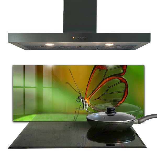 Skleněný panel Motýl na listu