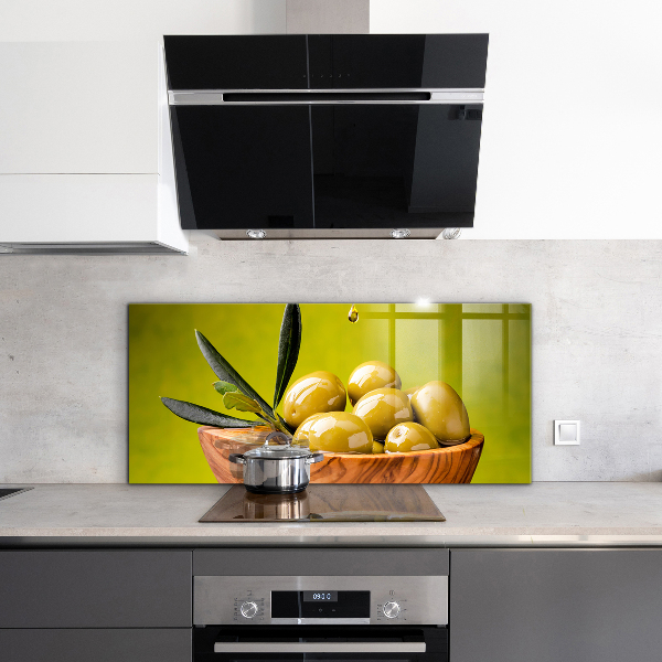 Skleněný panel Zelené čerstvé olivy