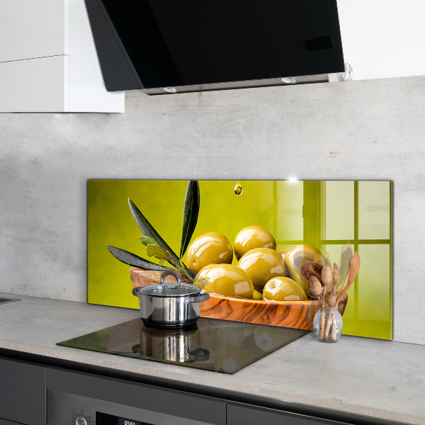 Skleněný panel Zelené čerstvé olivy