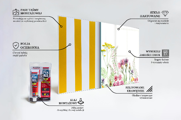 Skleněné obklady do kuchyně Louka s barevnými květy