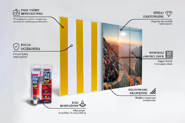 Skleněný panel Horské panorama západ slunce