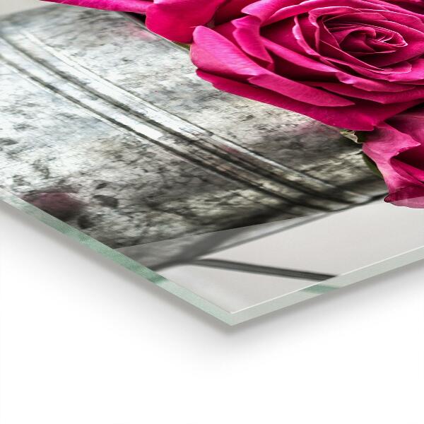 Skleněné obklady do kuchyně Konev s kyticí růží