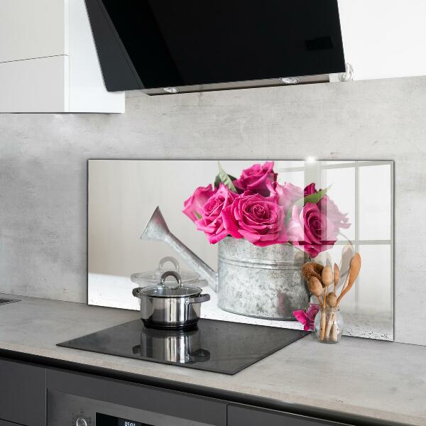 Skleněné obklady do kuchyně Konev s kyticí růží