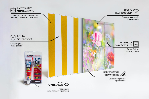 Skleněné obklady do kuchyně Letní louka vlčích máků