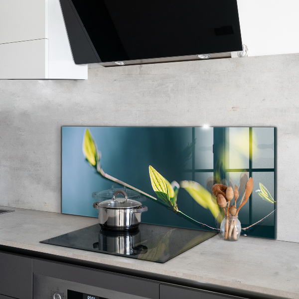 Skleněné obklady do kuchyně Lesklé listí na větvi