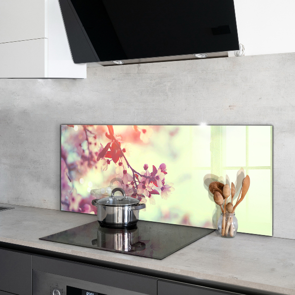 Skleněné obklady do kuchyně Kvetoucí růžový strom