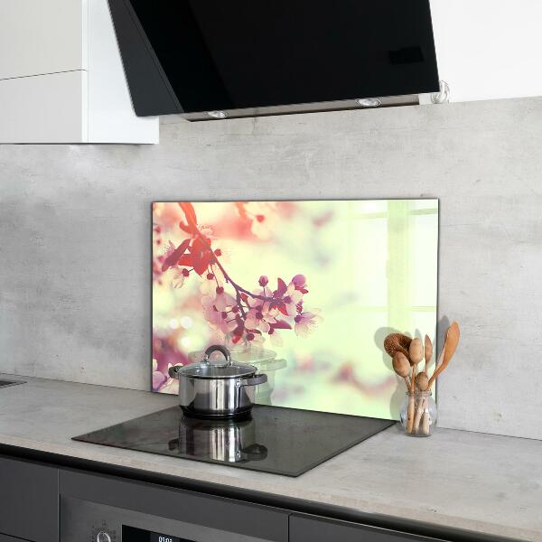 Skleněné obklady do kuchyně Kvetoucí růžový strom