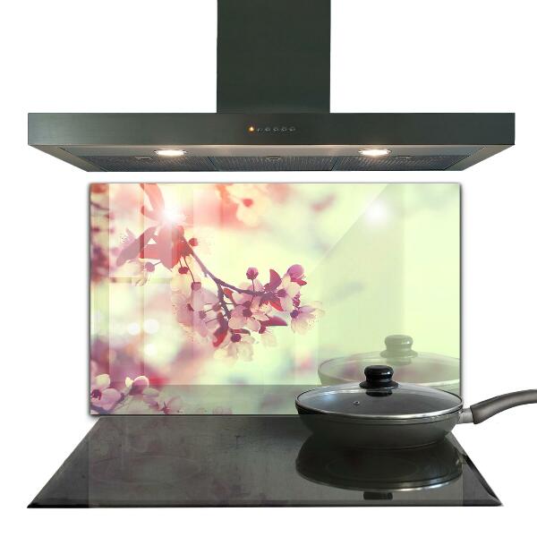 Skleněné obklady do kuchyně Kvetoucí růžový strom