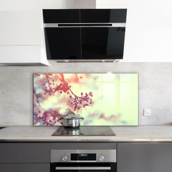 Skleněné obklady do kuchyně Kvetoucí růžový strom