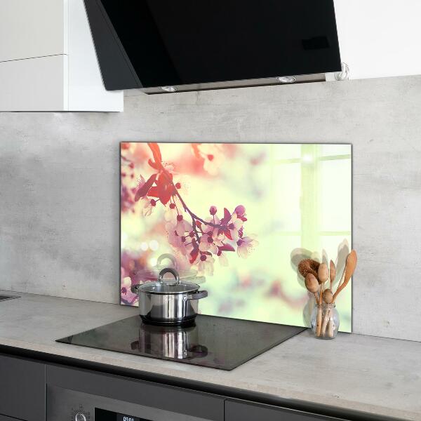 Skleněné obklady do kuchyně Kvetoucí růžový strom