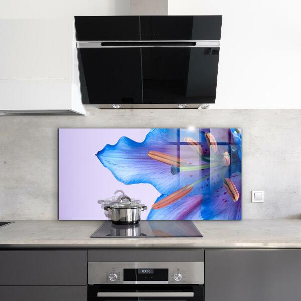 Skleněné obklady do kuchyně Krásná modrá lilie