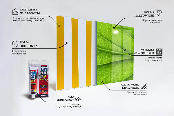 Skleněné obklady do kuchyně Podrobnosti o zeleném listu