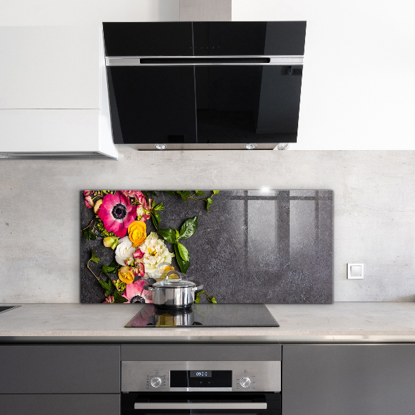 Skleněné obklady do kuchyně Přírodní květiny složení