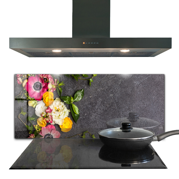 Skleněné obklady do kuchyně Přírodní květiny složení