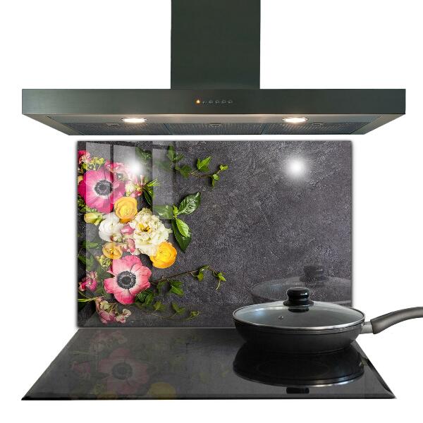 Skleněné obklady do kuchyně Přírodní květiny složení