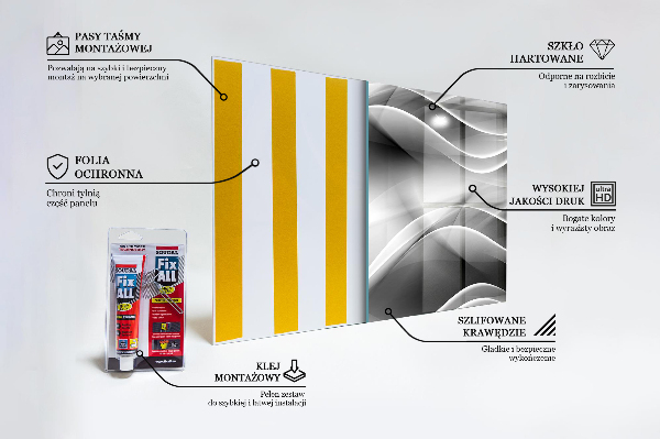 Skleněný panel Abstraktní energie šedé vlny