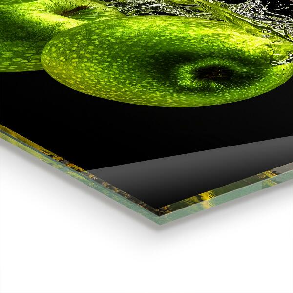 Skleněný panel Zelená jablka ve vodě