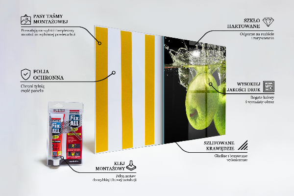 Skleněný panel Zelená jablka ve vodě