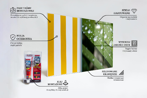 Skleněný panel Kapky rosy na trávě