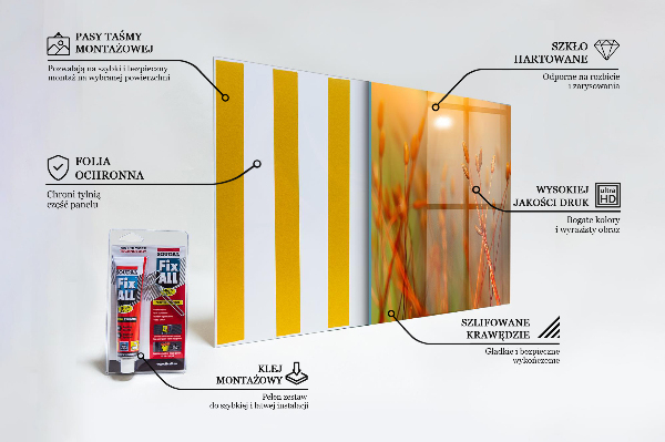 Skleněný panel Obilné pole při západu slunce